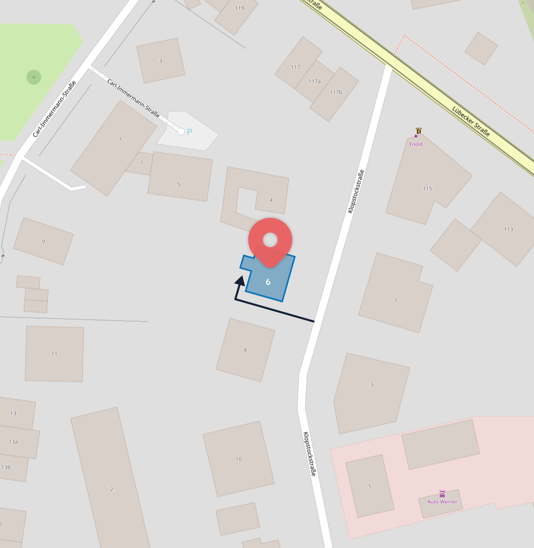 Karte mit dem Kanzleistandort Klopstockstraße 6 in Dresden